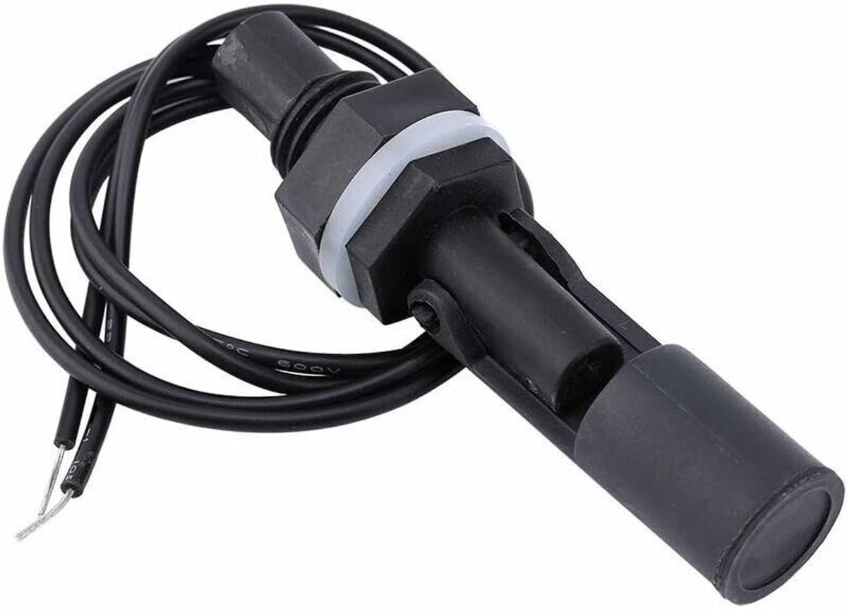 Horizontaal gemonteerde waterniveausensor – Maximale spanning 100V DC – Maximale stroomsterkte 0,5A – geschikt voor aquariums en hydrocultuursystemen