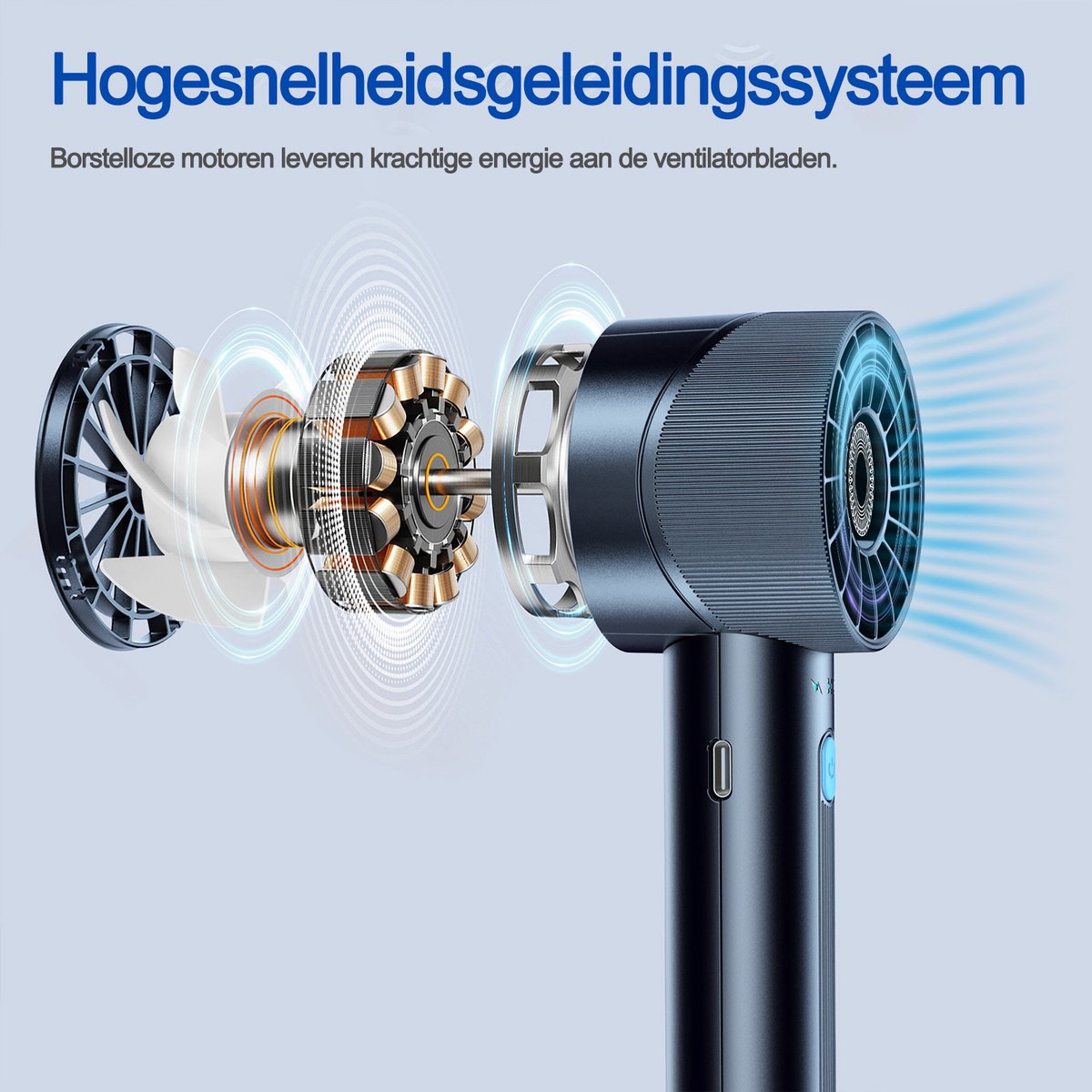 Svintora Handventilator - Draagbare Mini Ventilator -Oplaadbaar Gezichtsventilator - 4 Standen - Zwart — afbeelding 8