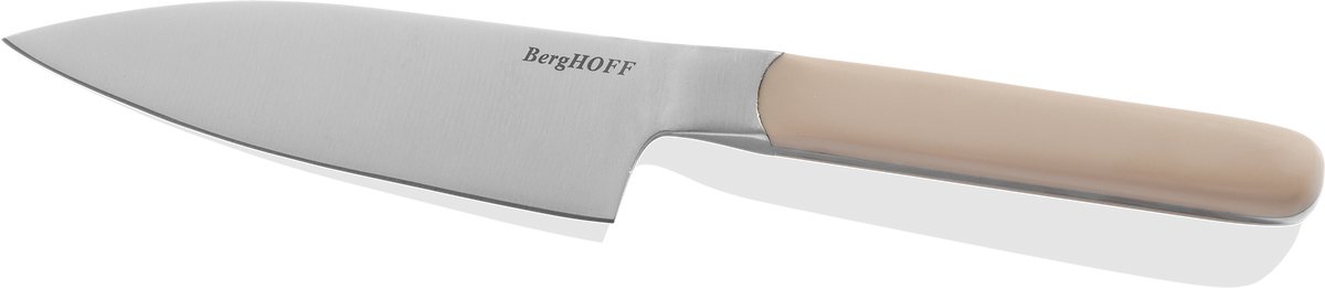 BergHOFF Home Elements Santokumes 11,5 cm – Japans Koksmes met Anti-Plak Lemmet voor Groenten, Vis & Vlees – Vlijmscherp RVS, Ergonomisch Handvat & Vaatwasbestendig Mes – Sand