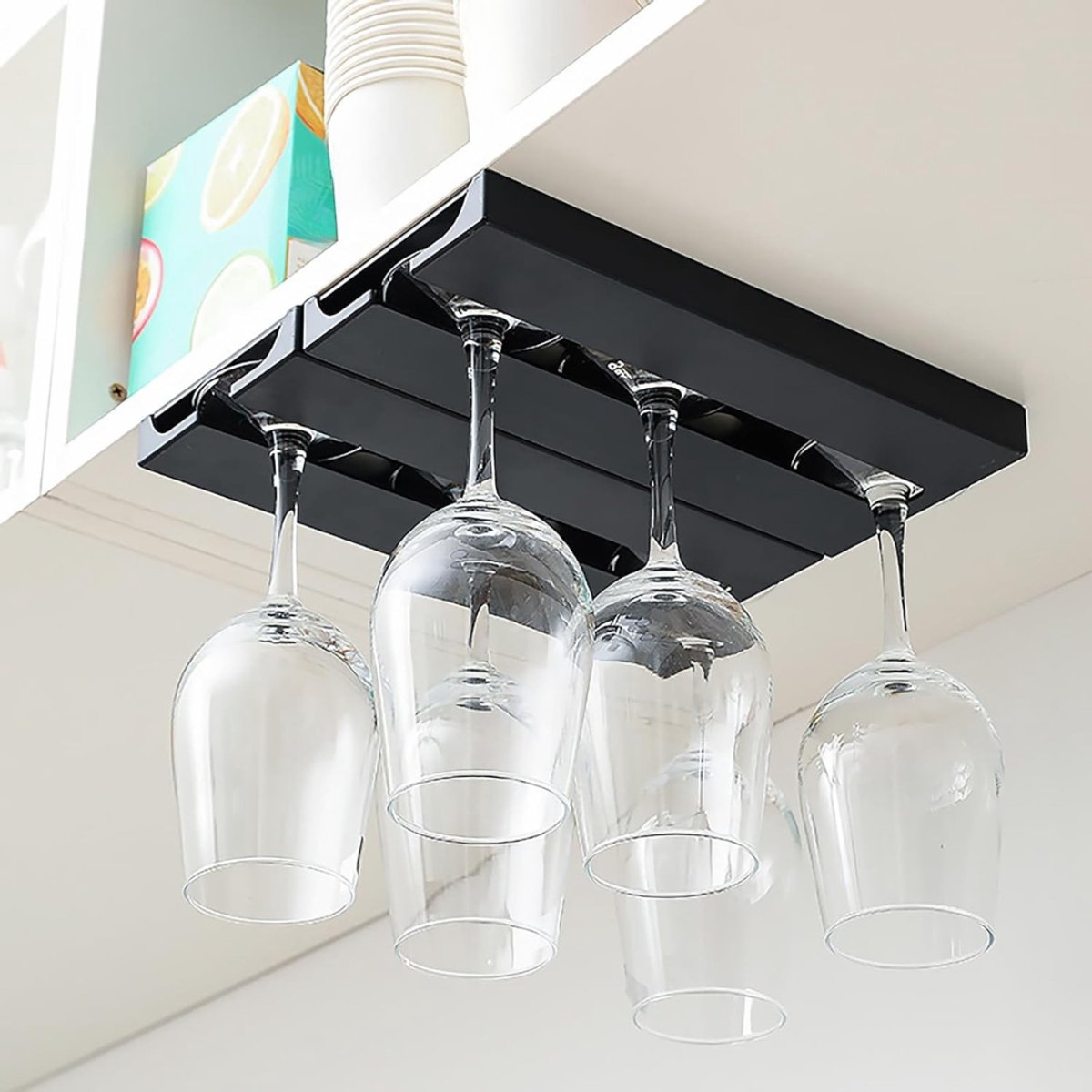 TIM® Ophangrek Wijnglazen - Wijnglazenhouder – Set van 2 - Metalen Wijnglazenrek - Glazenrek Met 5 Rijen - Wijnglashouder – Organizer - Stijlvol – Bar, Keuken & Cafe - Hangend – Zwart - 33cm x 5cm x 3cm