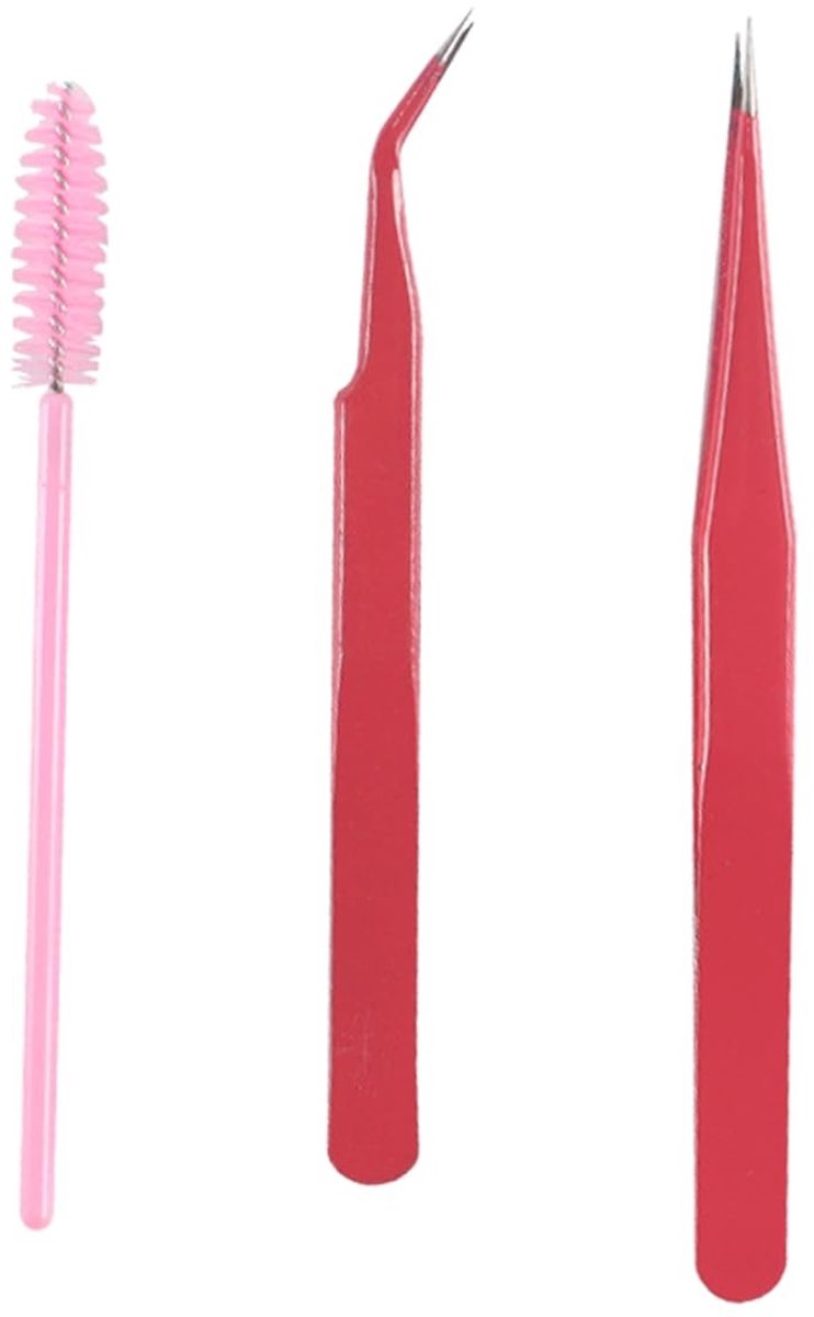Dailygoods - Set van 2 Wimperextensionspincetten en Borstel