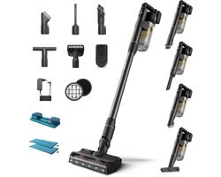 Philips Steelstofzuiger met Dweilfunctie XC7057/01 - Zuigmond met LED verlichting - Draadloos - Zonder Zak - Handstofzuigerfunctie - Alle Vloertypen - Lichtgewicht