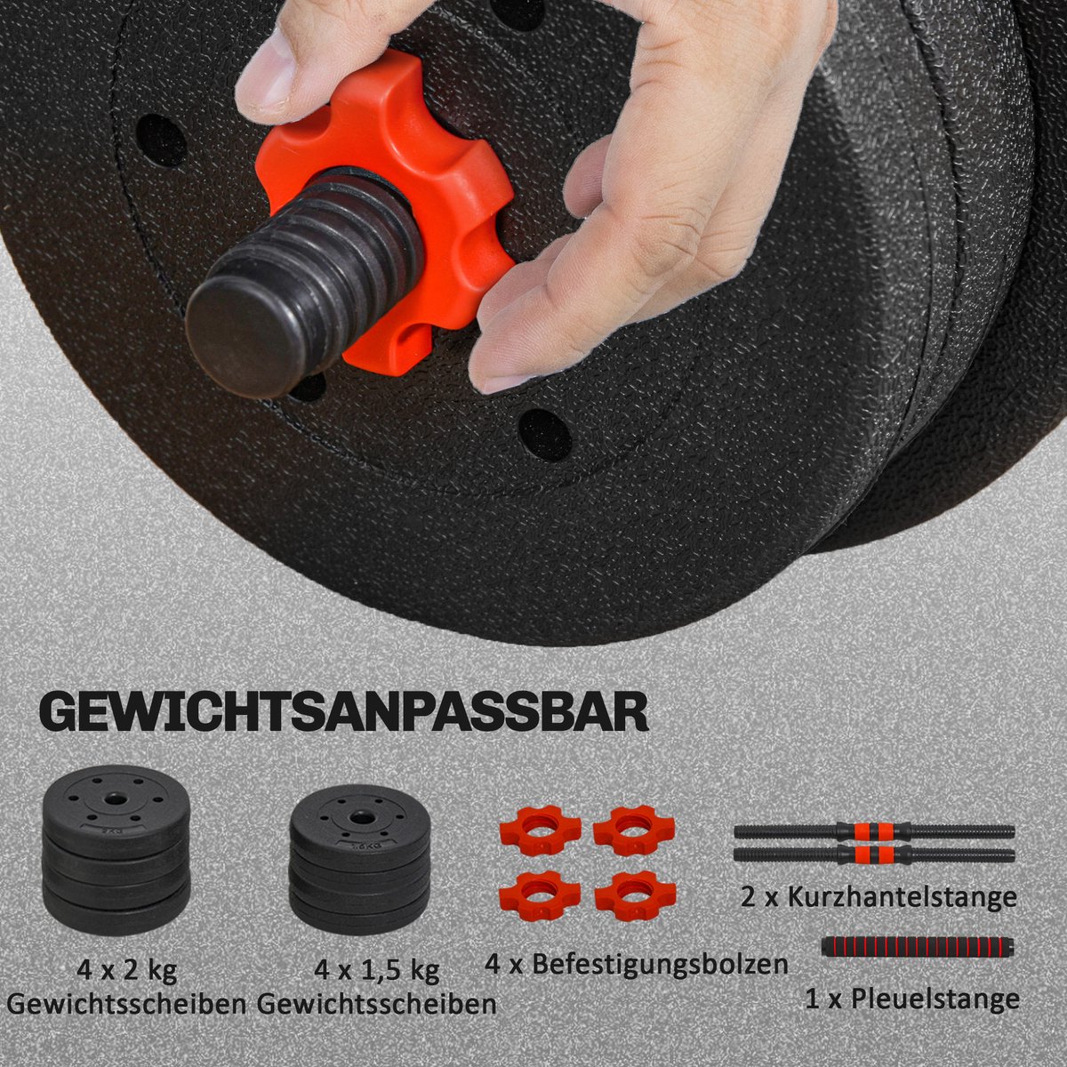 HOMCOM barbell set - verstelbaar - duurzaam - zwart thumbnail 6