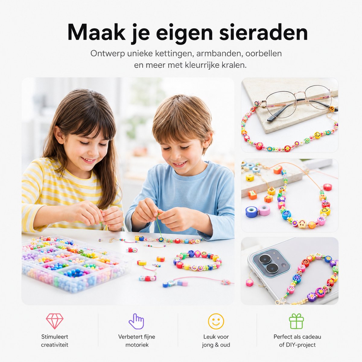 BOTC Sieraden Maken Set - 480-Delige Kralenset - Armbandjes & Kettingen Maken - Knutselset voor Meisjes — cadeau in Spellen & Speelgoed - foto 2