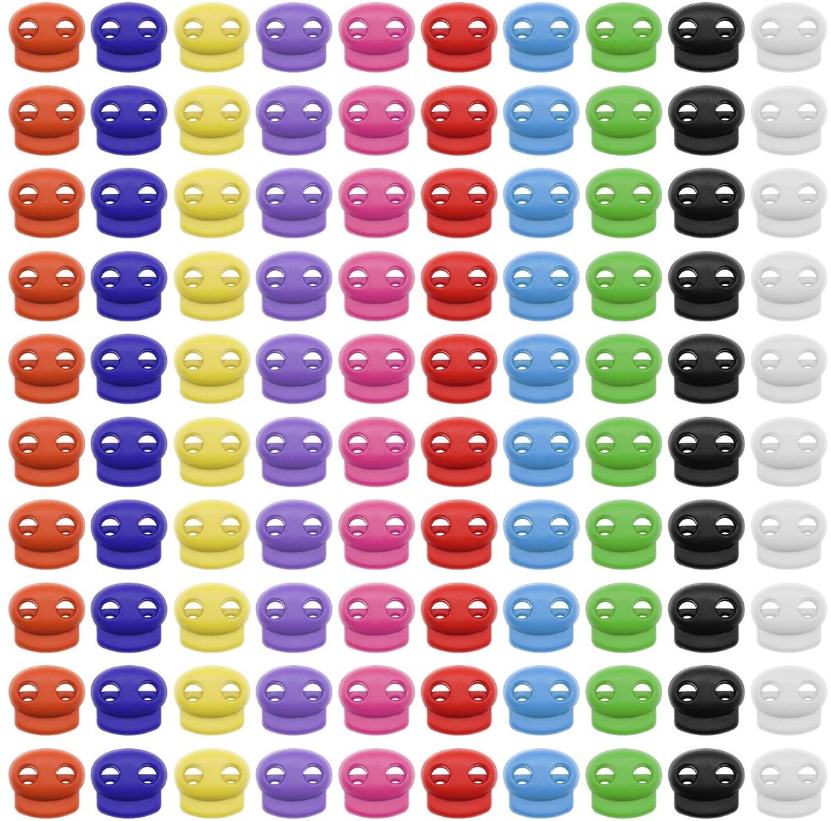 Dailygoods - Dailygoody - Koordvergrendelingen - 100 stuks - Meerkleurig - Ovale tuimelstop - Koordsluiting - Trekkoorden - Schoenveters