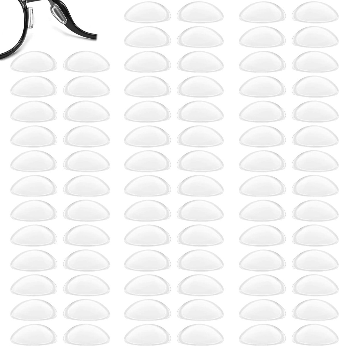 Dailygoods - Dailygoody - Neuspads voor brillen - Siliconen en zelfklevend - Comfortabel en antislip - D-vormig - 20 paar neuspads - Geschikt voor brillen en zonne