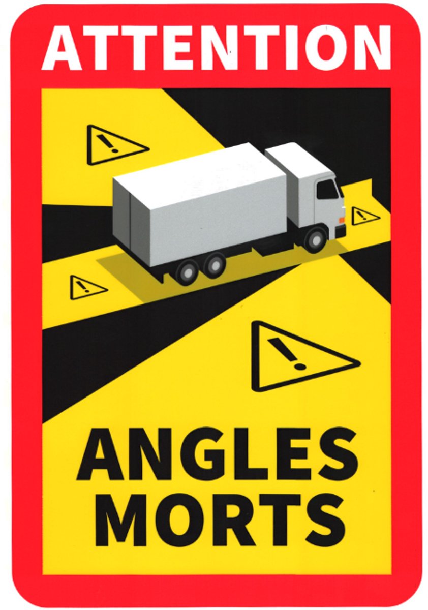 Dode hoek sticker vrachtwagen 170 x 250 mm