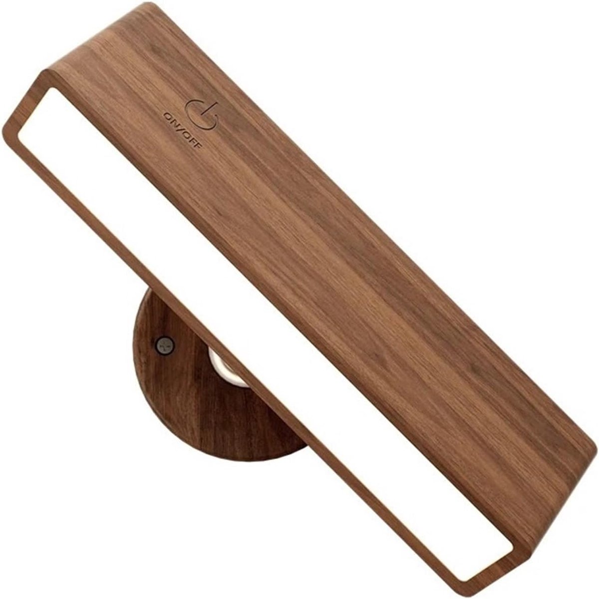 Houten wandlamp in Scandinavische stijl, 360° draaibaar en dimbaar, met aanraakgevoelige magnetische bevestiging, draadloze installatie in de slaapkamer, compact en helder, perfect om te lezen (1 stuk, kleur zwart walnoot).