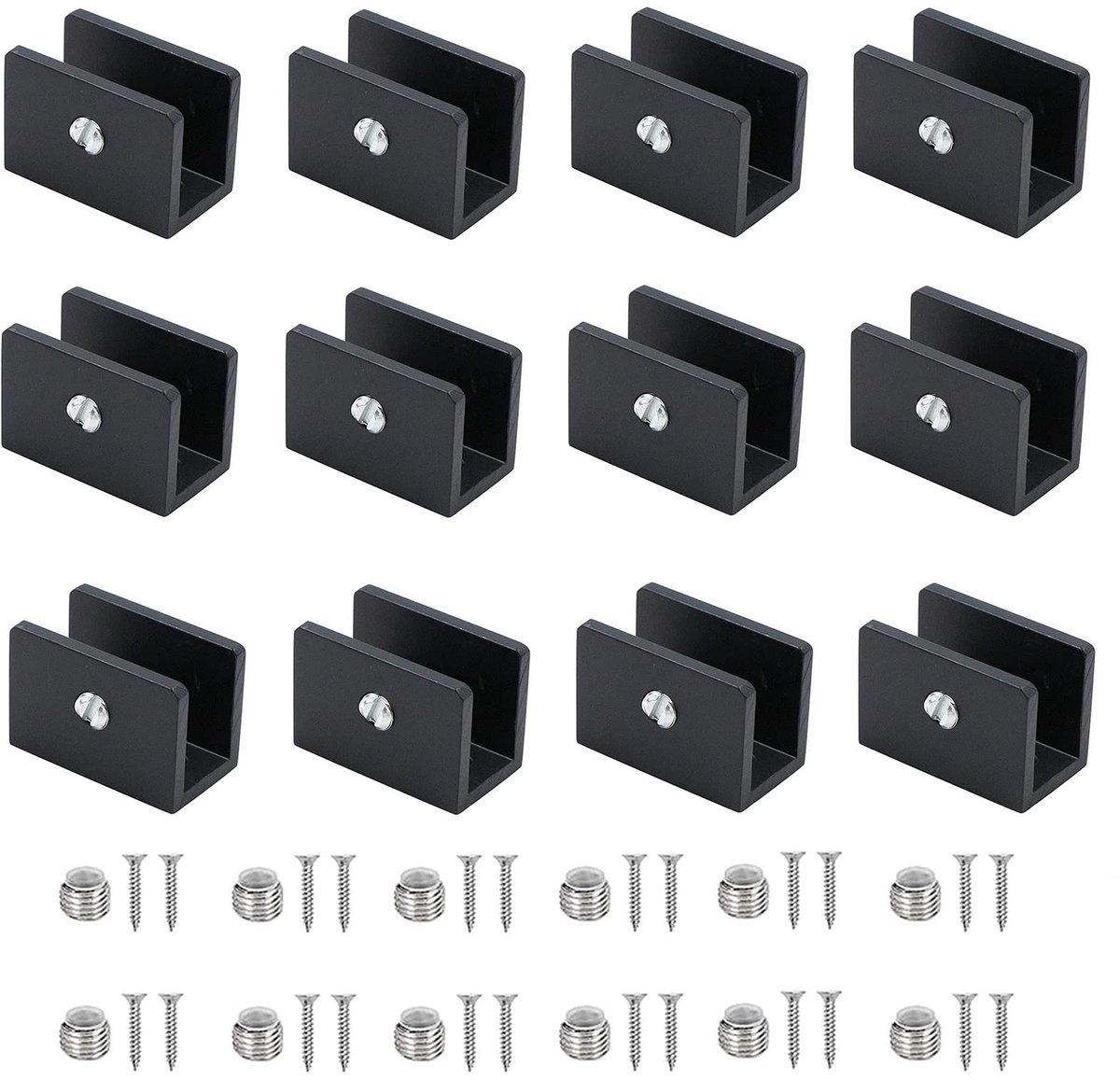 Dailygoods - QCTrial - Dailygoods - Cosensi - Dailygoody - Glashouder - Aluminium Klem - Robuust en Duurzaam - Zwart - Veilig en Stabiel - Ideaal voor Raam en Trap - Geschikt voor 8-10 mm Glas