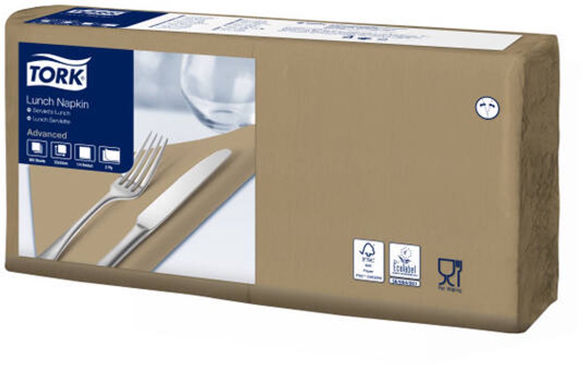 Tork tissue servet 33x33cm 2-laags 1/4-vouw biscuit 10x200
