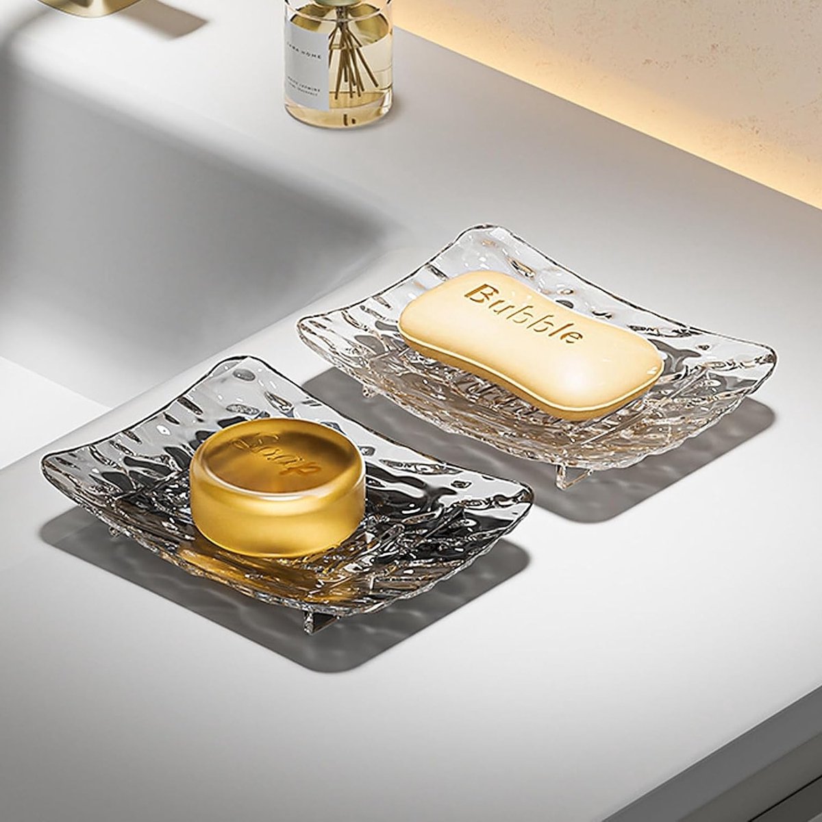 Stijlvolle en praktische zeepdispenser met afvoer, 2 stuks, ideaal voor badkamer, keuken en reizen, perfect voor camping en gebruik op werkblad