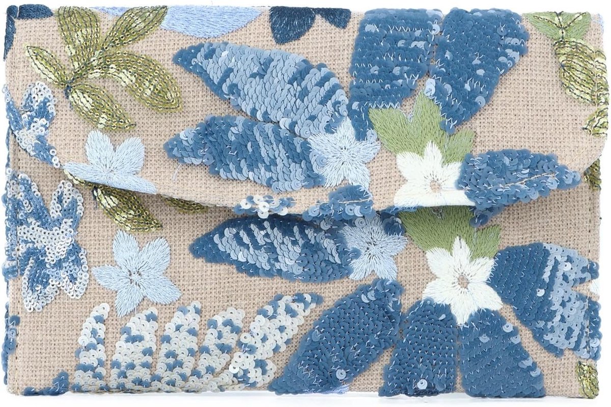 Zomerse Handtas voor Dames met Bloemenborduursel en Pailletten, Perfect voor Avondjes en Bruiloften