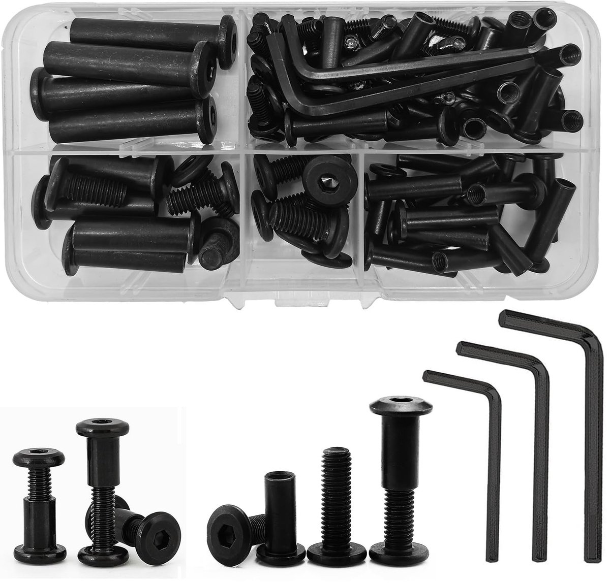 Dailygoods - Dailygoody - Verbindingsschroef - Meubelschroeven - Duurzaam staal - Zwart - Kastverbinders - Perfect voor meubels - 40 sets