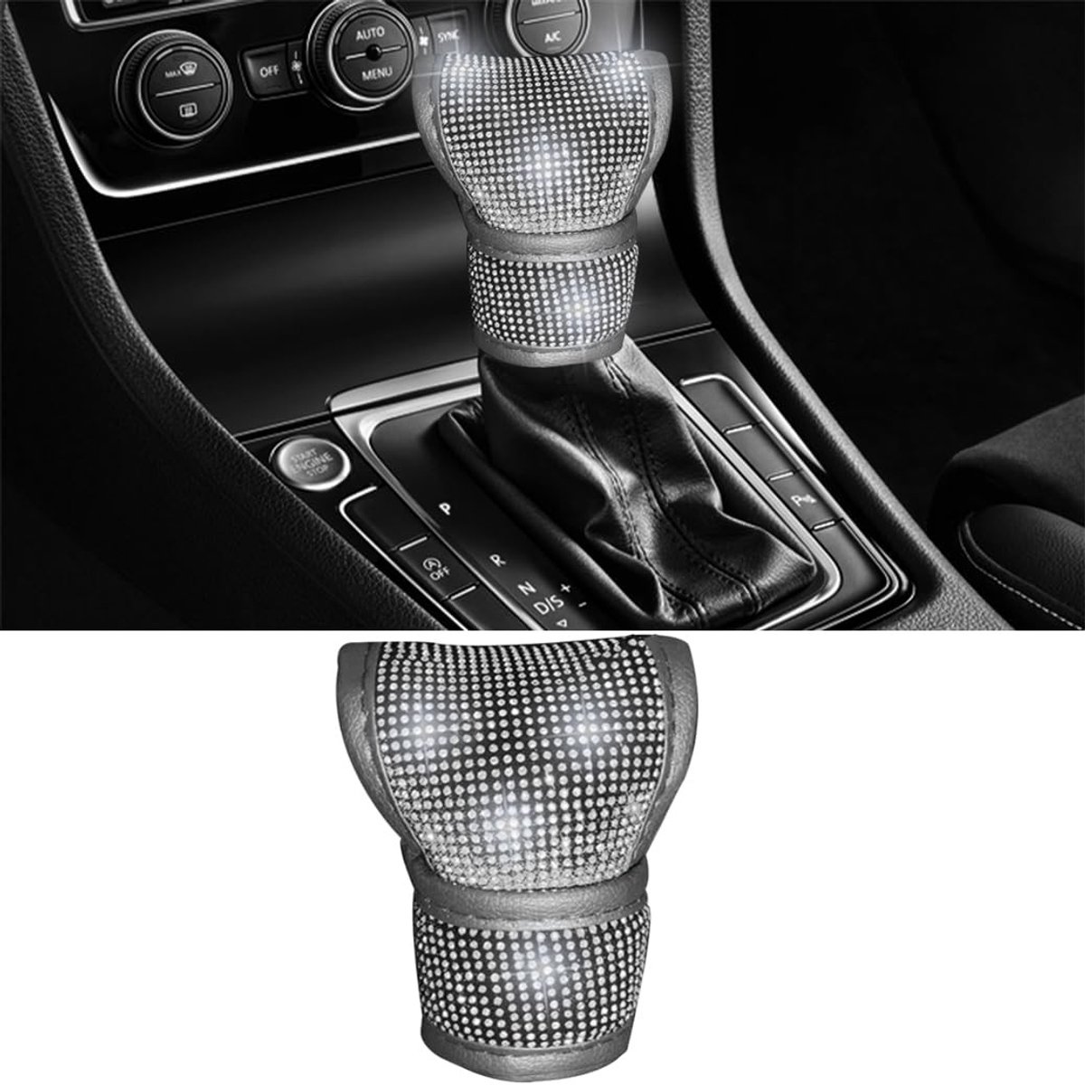 Dailygoods - Dailygoody - Versnellingszak - Bling Versnellingspook - Glanzend Bescherming - Wit - Auto Accessoire - Decoratie voor Auto - Universeel