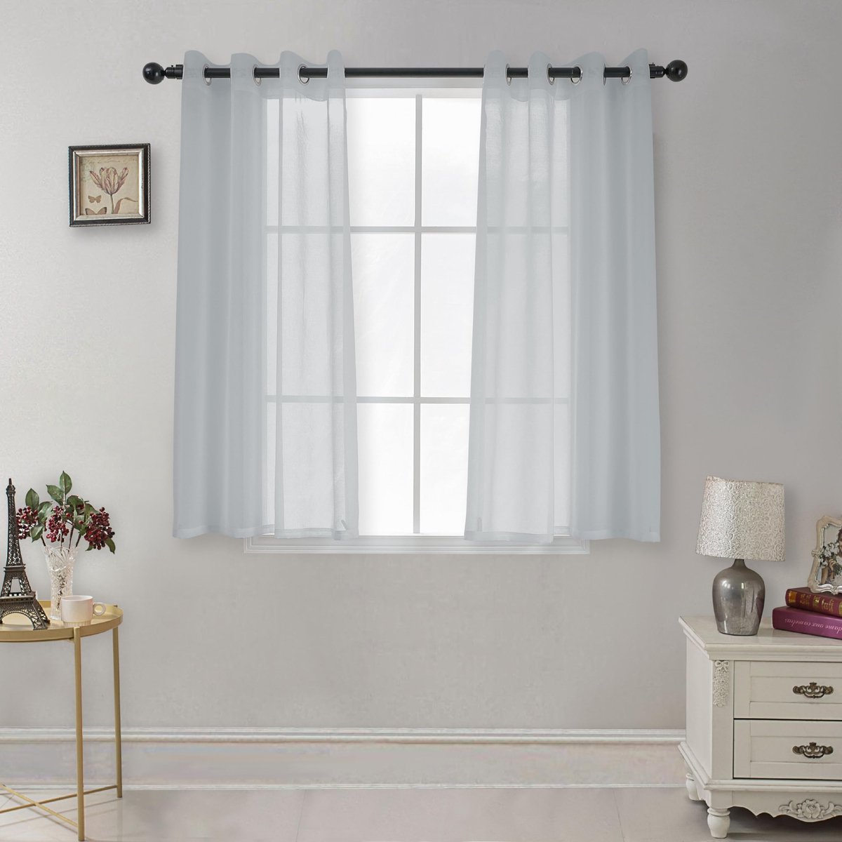 Dailygoods - Dailygoody - Transparante gordijnen - Raambehandeling - Set van 2 - Grijs-blauw - Privacy gordijnen - Perfect voor woonkamer en slaapkamer