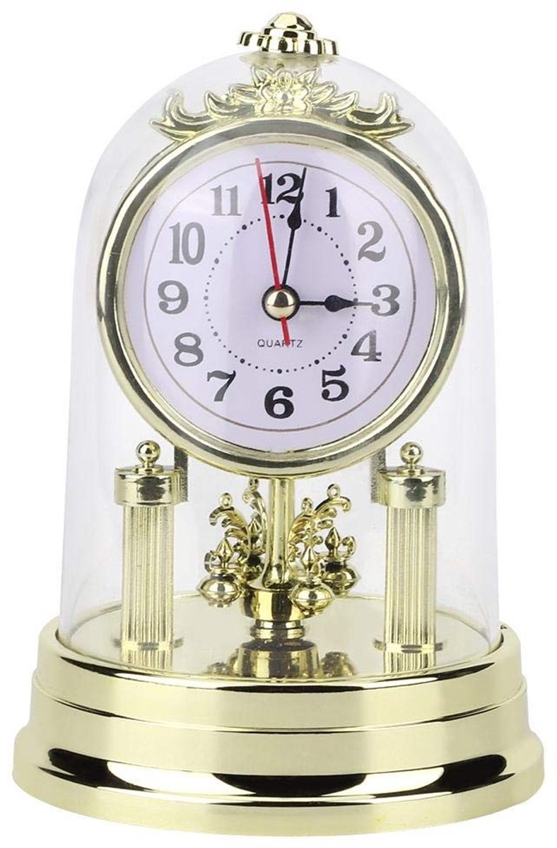 Dailygoods - Dailygoody - Tafelklok - Antieke Klok - Retro Stijl - Goud - Decoratieve Klok - Binnengebruik - Europese Design