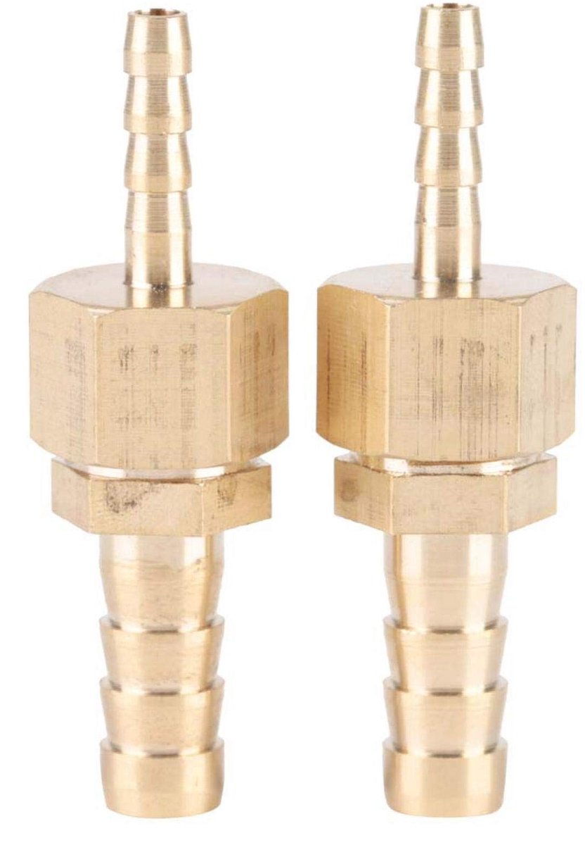 Dailygoods - Dailygoody - Messing Barb Slang Connector - Verloopstekker voor Slangen - Duurzaam en Betrouwbaar - 4-8 mm - Ideaal voor Water en Gas - 2 Stuks
