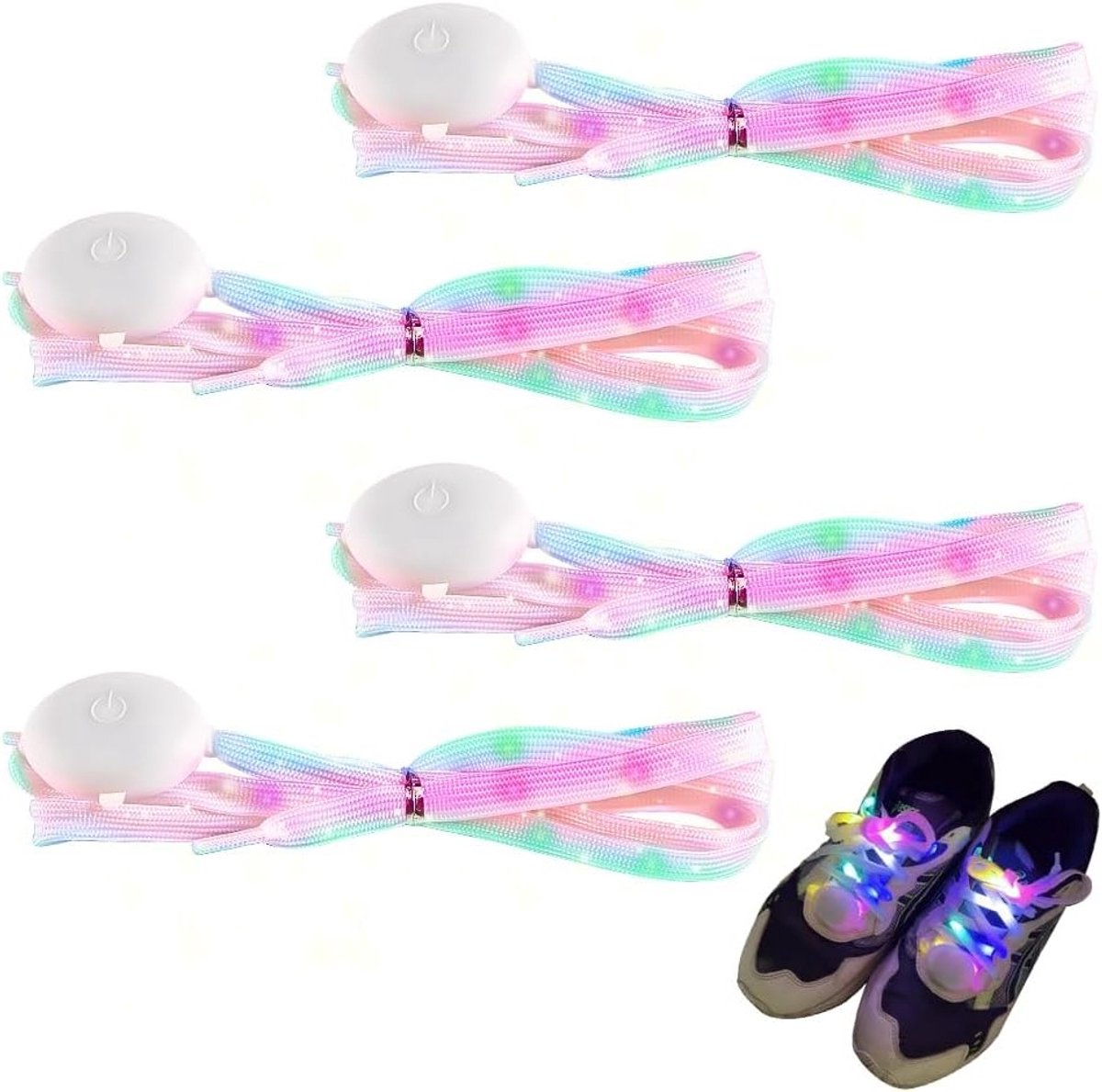 Verlichte Schoenveters met 3 Modi, Nylon Laces in 7 Kleuren voor Feest, Dans en Sportactiviteiten