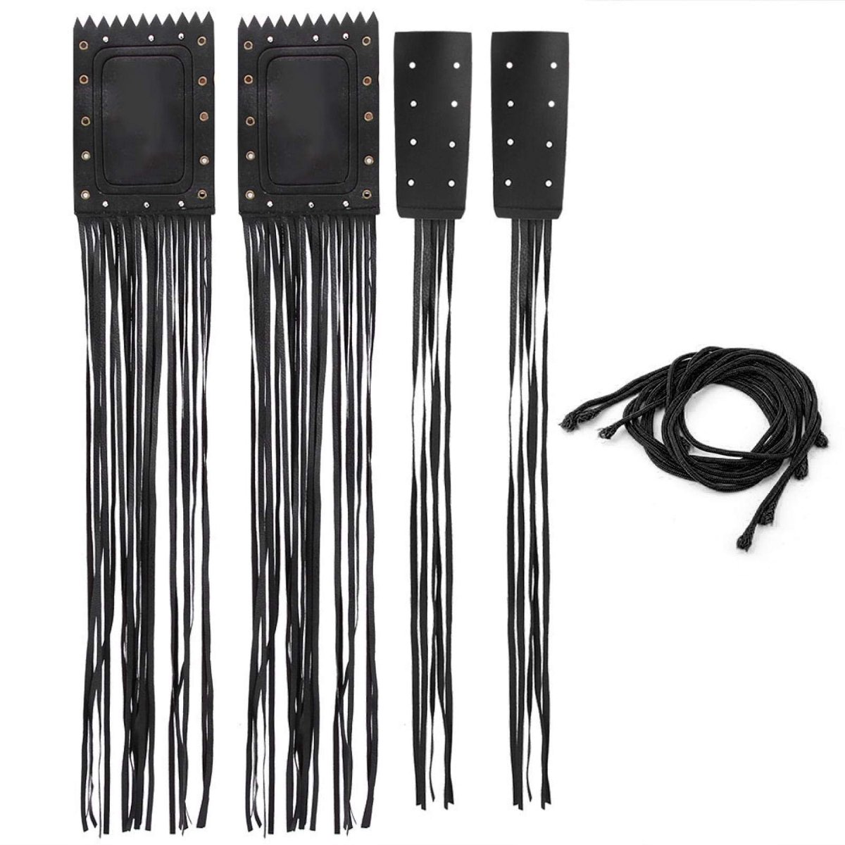 Dailygoody - Auto Lenker Quaste - Kunstleder Grip - Zwart - Universele Handleiding - Fransen Bescherming - Geschikt voor Motorrijders - 2 Stuks