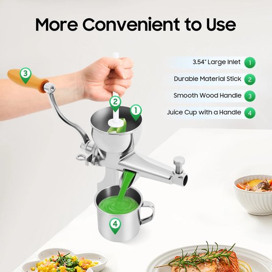 Questyr - Fruit Groente Squeezer - Hand Squeezer Persmachine - Desktop Tarwe Zaailing Juicer voor Sap Tarwegras - Groenten van Questyr — afbeelding 5