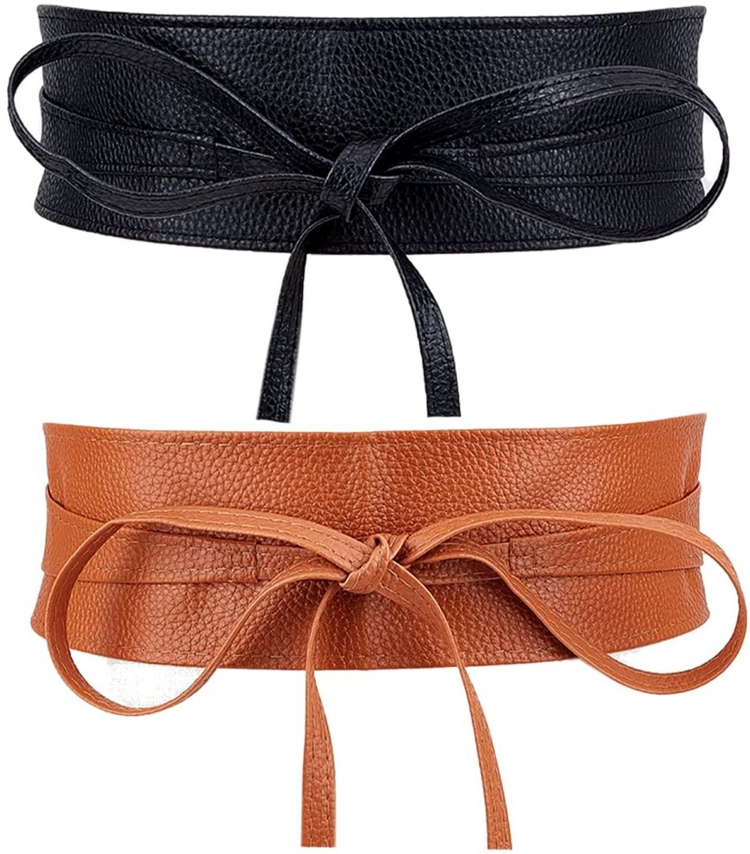 Dailygoody - Obi-stijl taille riem - Vintage boho riem - 224,6 cm - Kunstleer korset riem - Brede taille band - Geschikt voor dames - 4 kleuren