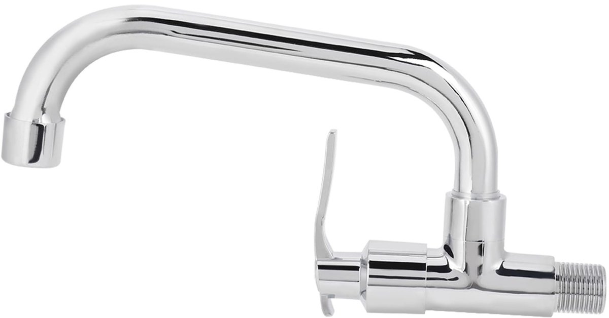 Dailygoody - Wandgemonteerde Koudwaterkraan - 360 Graden Draaibaar - Messing en Roestvrij Staal - Keuken - Enkel Koud Water - Perfect voor Keukentoepa...