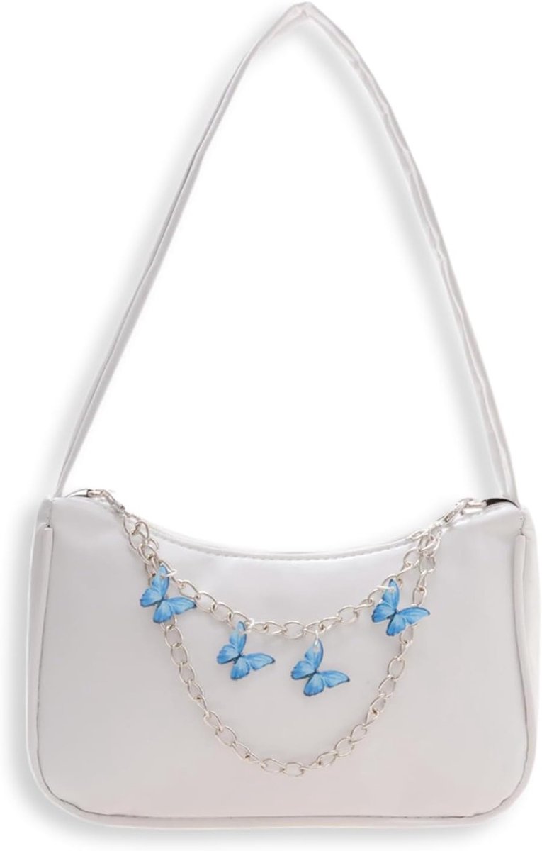 Stijlvolle kleine PU leren handtas met vlinderketting, ideaal voor dagelijks gebruik en uitgaan, perfect voor tieners en jonge vrouwen