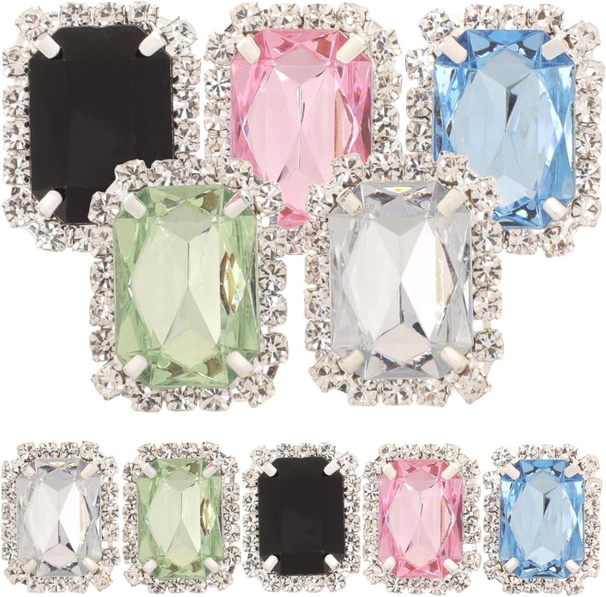 Retro gemstone schoenclips met strik, 10 stuks, afneembare decoratieve schoenaccessoires, rhinestone, glazen hanger, 2.50X1.80X1.80CM