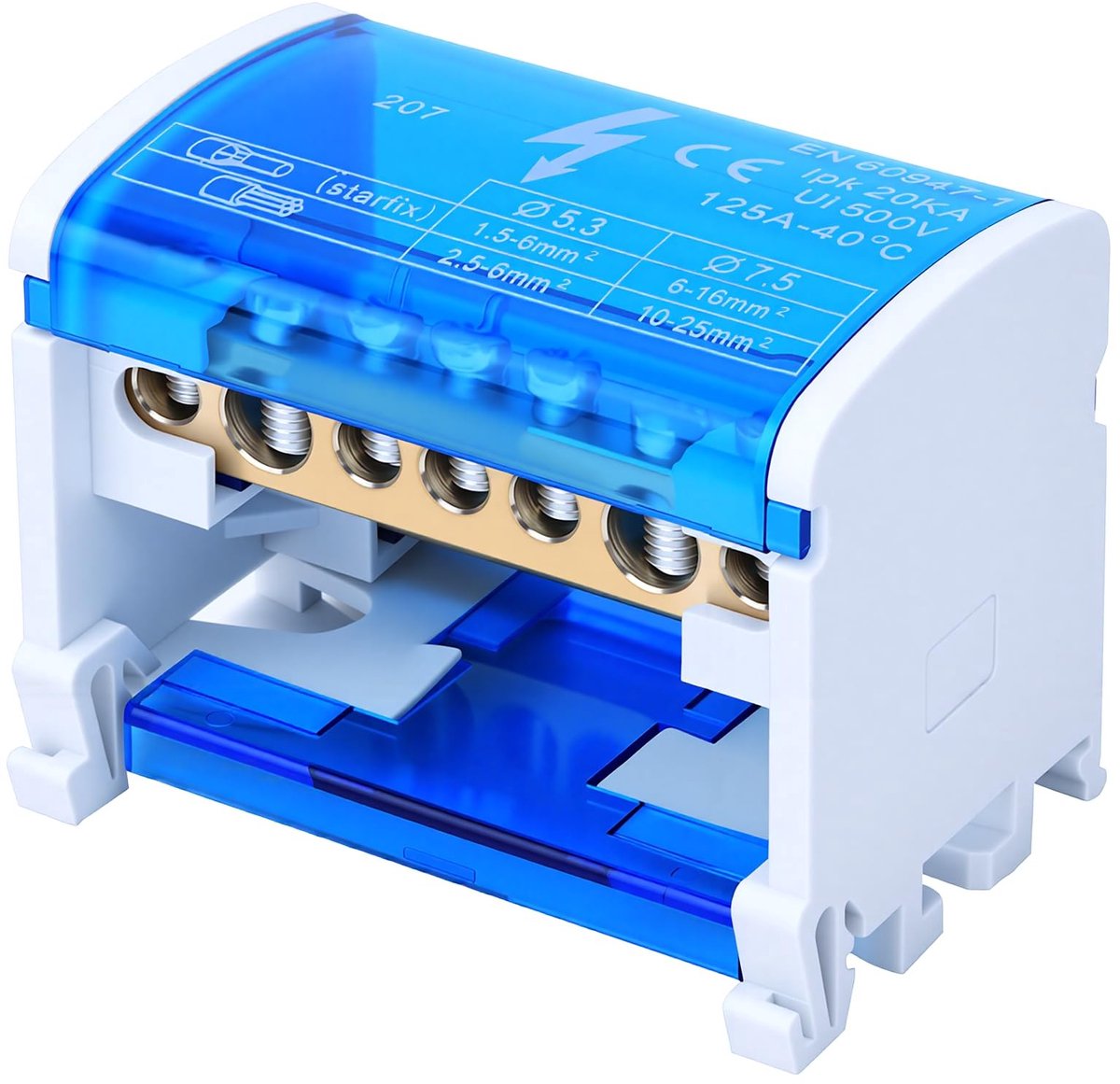 Dailygoods - Dailygoody - Terminal Block Distributiekast 100A - DIN Rail Connector - Betrouwbare Verbinding - Transparante Stofkap - Elektrische Installatie - Veil