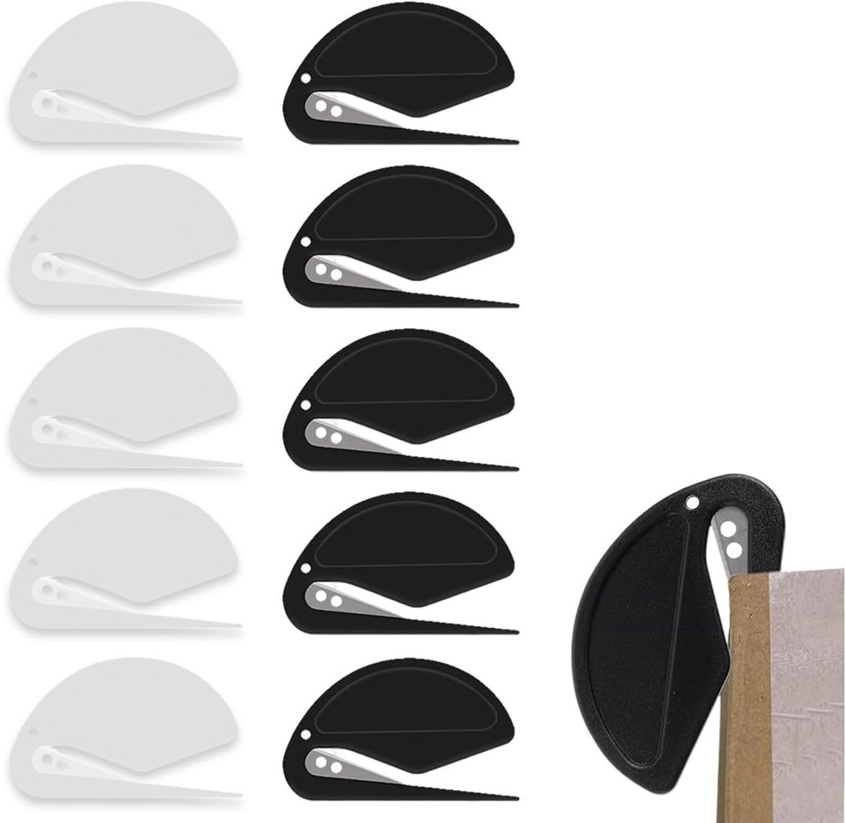 Dailygoods - Dailygoody - Briefopener Set van 10 - Efficiënte Papiersnijder - Desktool voor Thuis en Kantoor - Zwart en Wit - Perfect voor Enveloppen en Pakketten