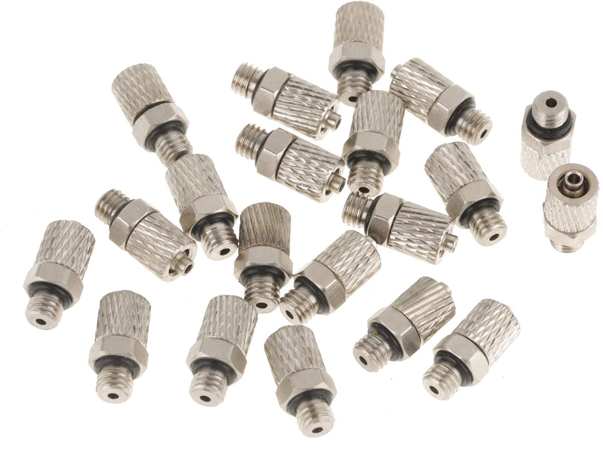 Dailygoods - Dailygoody - M5 4 mm Mini Pneumatische Push Air Fitting - Luchtslang Aansluitingen - Hoogwaardige Kwaliteit - Zilver - Herbruikbaar - 20 Stuks