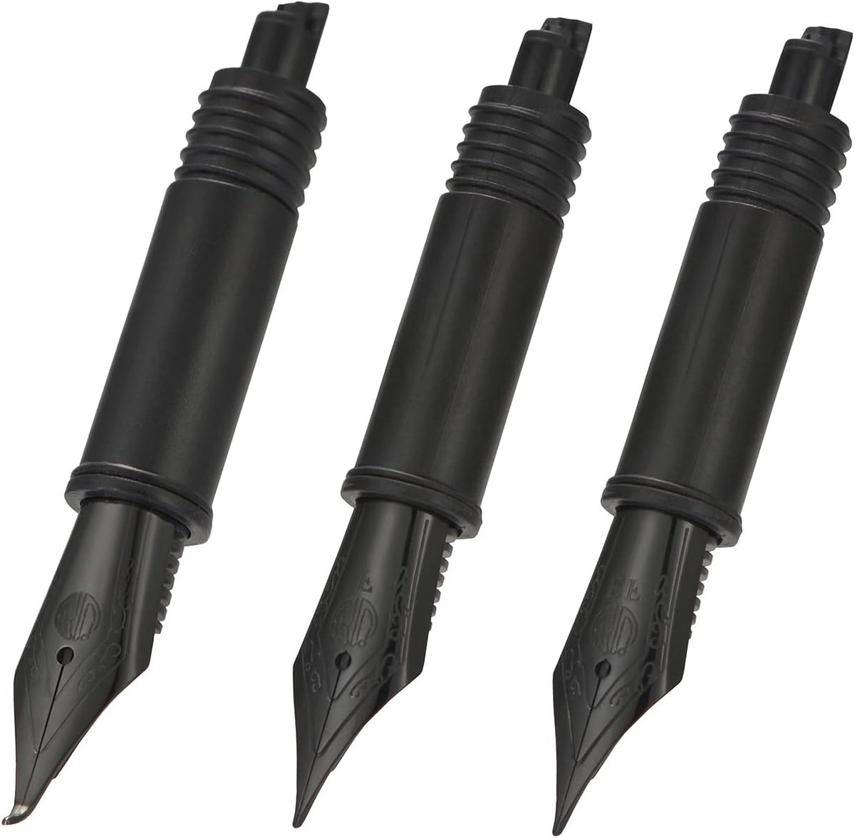 Set van 3 zwarte reservoarpennen met fijne, extra fijne en gebogen punten voor Black Forest 1850, 1851, 1843, 6013, 517S, 517D, A3, H1 en H3-series - Perfect voor schrijven en tekenen