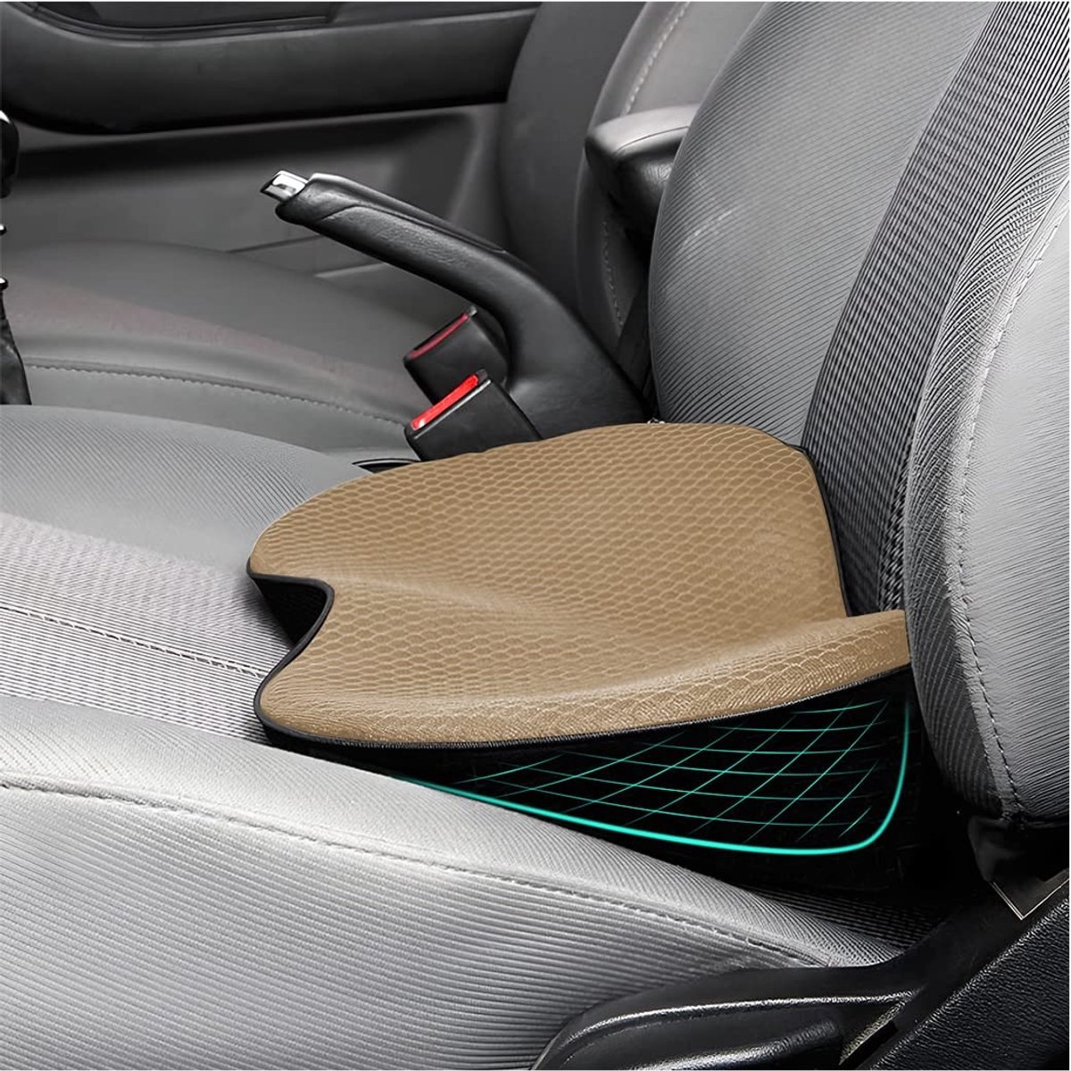Dailygoody - Autostoelkussen - Memory Foam - Comfortabel en ademend - Beige - Anti-slip autostoelbeschermer - Geschikt voor mannen en vrouwen