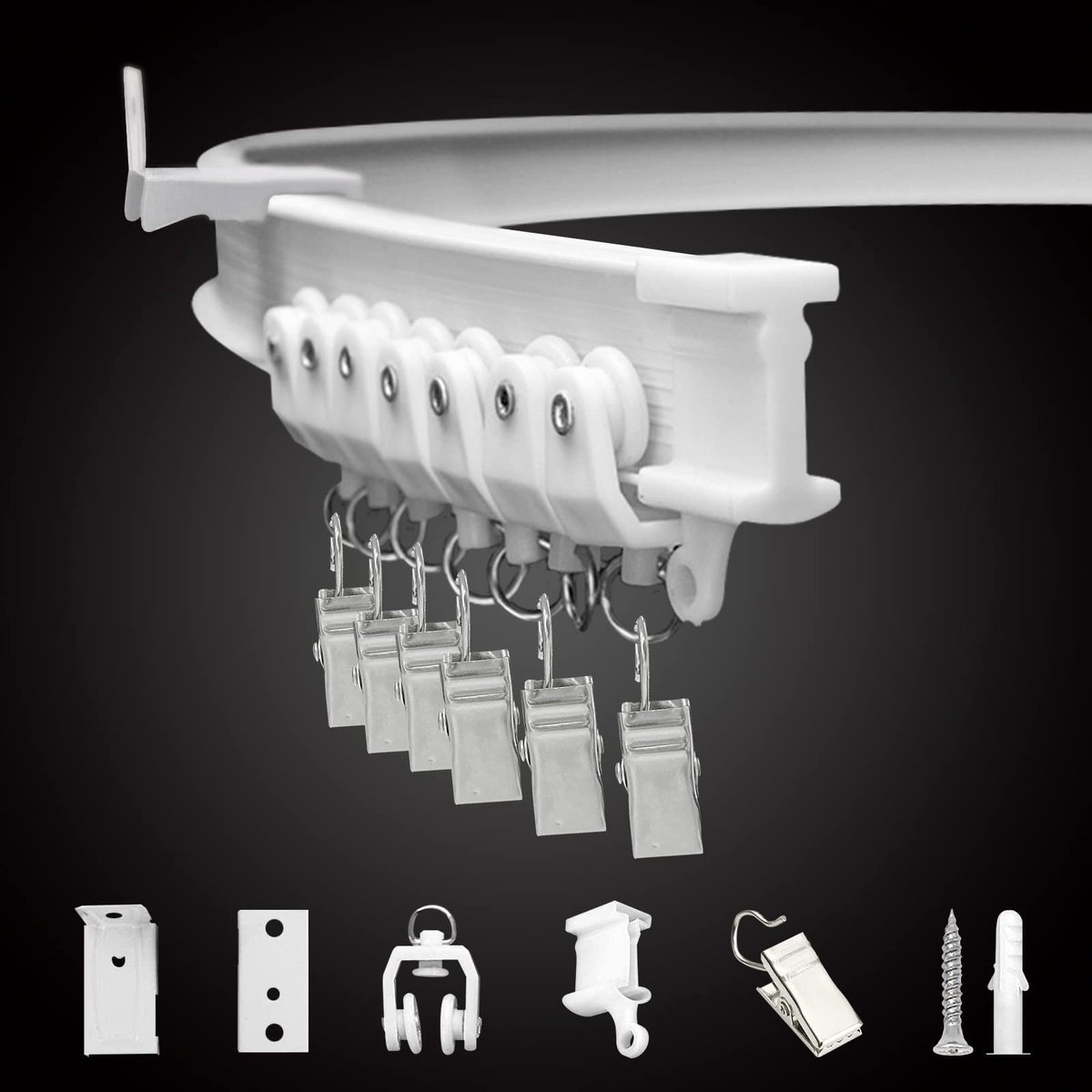 Dailygoods - Dailygoody - Gordijnrailsysteem - Flexibel en buigbaar - Plafond- of wandmontage - Wit - Geschikt voor erkers en ruimteverdeler - Lengte 3 meter
