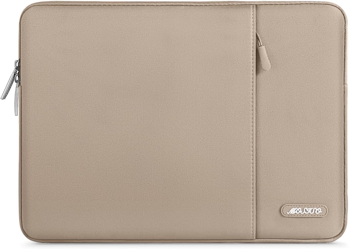 MOSISO Laptophoes tas 14 inch, 14 inch laptoptas, compatibel met HP Lenovo Dell ASUS Acer, HP Stream, Lenovo IdeaPad, polyester verticale laptophoes met voorvak, taupe bruin