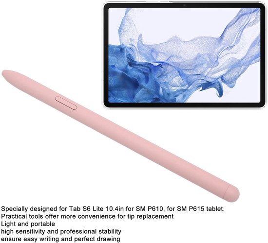 Dailygoods - Dailygoody - Stylus voor Tab S6 Lite - Elektronische Styluspen - Zeer Gevoelig - Roze - Nauwkeurig Formaat - Geschikt voor SM P610 SM P615-tablet — afbeelding 3