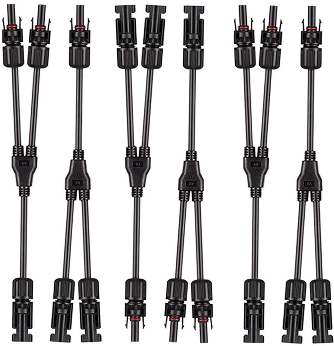 Dailygoods - Dailygoody - Zonnepaneel Kabel Connector - Fotovoltaïsche Aftakconnector - 3 Paar - Zwart - Verzilverd Koper - Geschikt voor Zonne-energie - 28 x 6 cm
