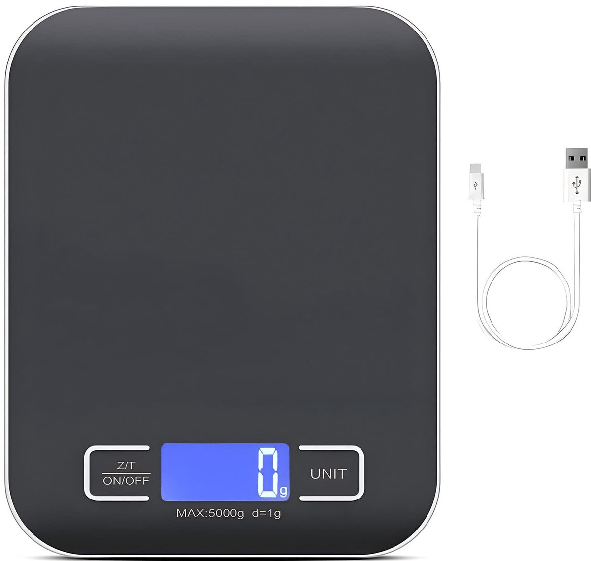 Dailygoods - Dailygoody - Digitale Keukenweegschaal - Oplaadbaar - LCD Weegschaal met Tarefunctie - 10 kg - Nauwkeurig en Handig - Geschikt voor Koken - Modern Design