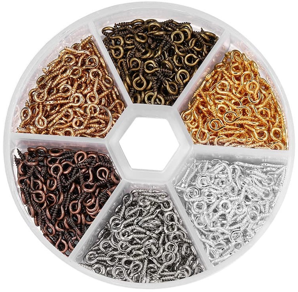 Dailygoods - Dailygoody - Kleine schroefogen - Ooghaken voor sieraden - Duurzaam metaal - Mini-schroefhaken - Perfect voor sleutelhangers en decoratie - 600 stuks