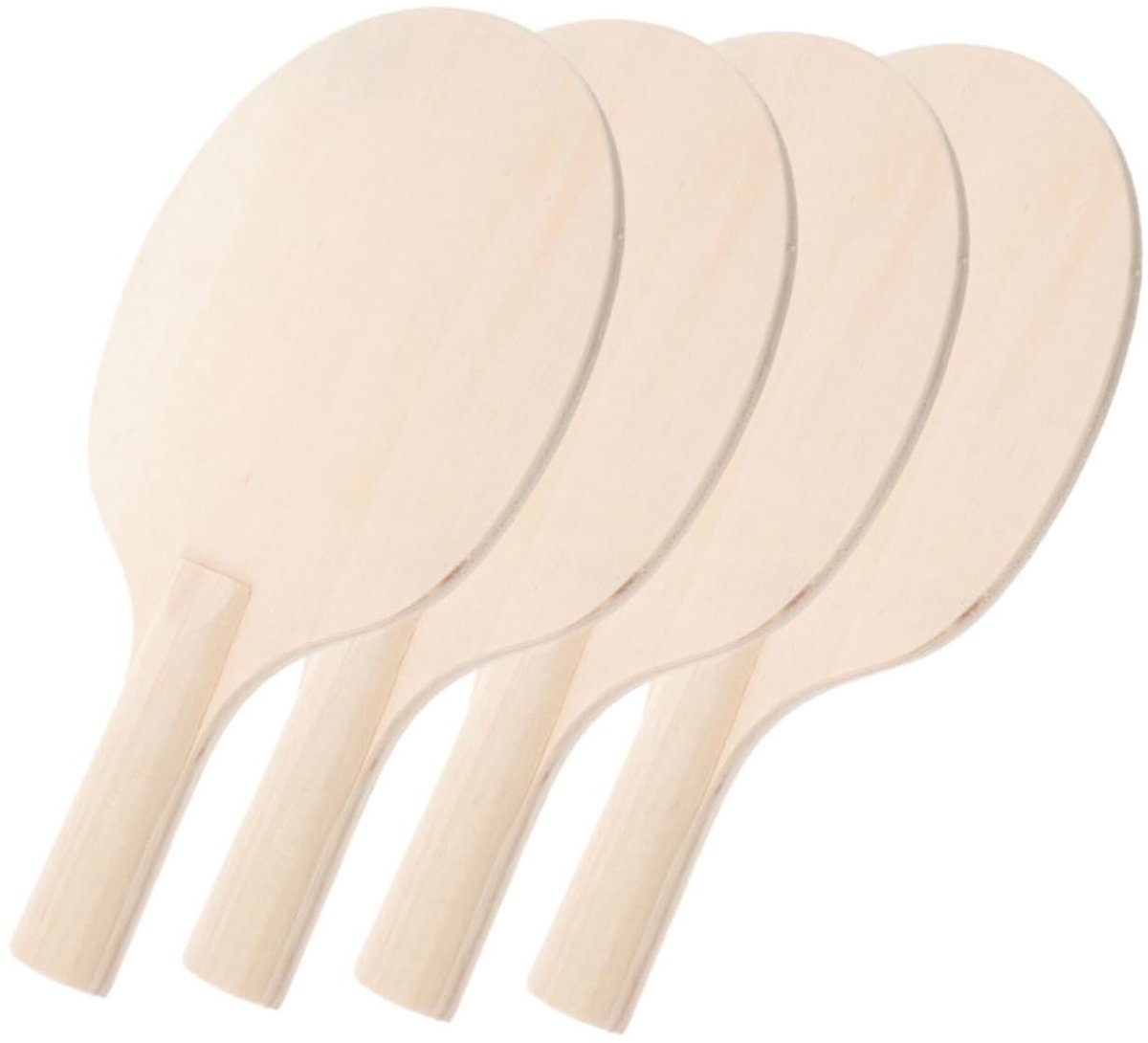 Dailygoods - Set van 4 Onbeschilderde Houten Tafeltennisbatjes voor Creatieve DIY Projecten