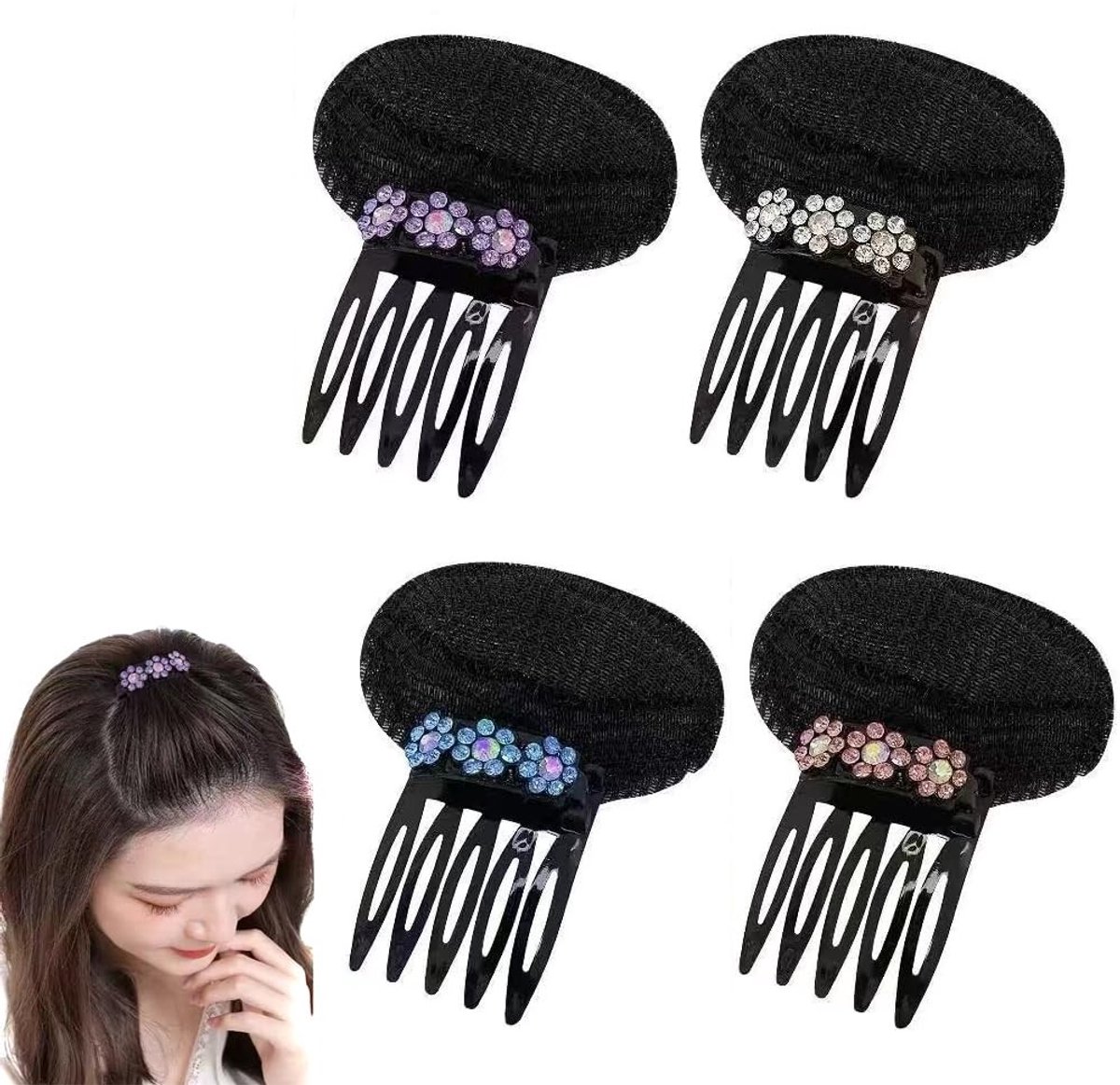 Dailygoods - 4 Stuks Haar Volume Bump Clip met Strass