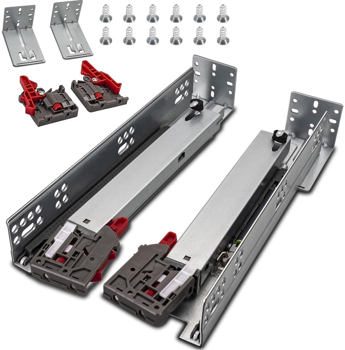 Dailygoods - Cosensi - Dailygoody - Undermount Loader Rails - 6 Paar - Volledige Uittrekbaarheid - 530mm - Met Bevestigingsschroeven - Voor Laden van 45 Kilogram