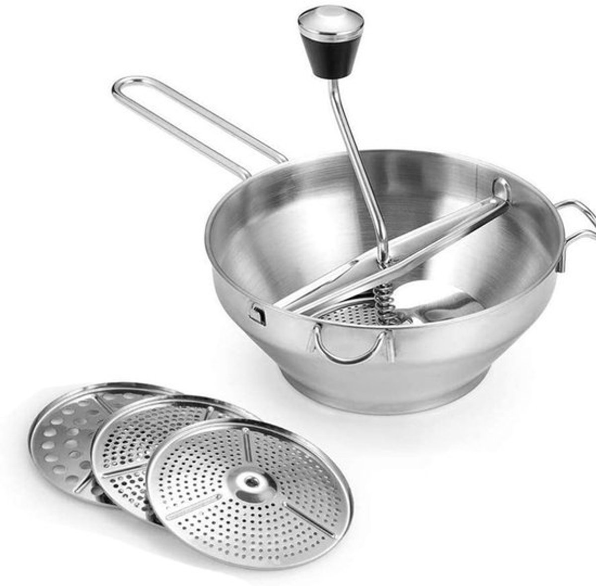 RVS zeef met 3 zeven - Voor het malen van soepen, jam- babypap, sauzen - 3 zeven - Maalmachine