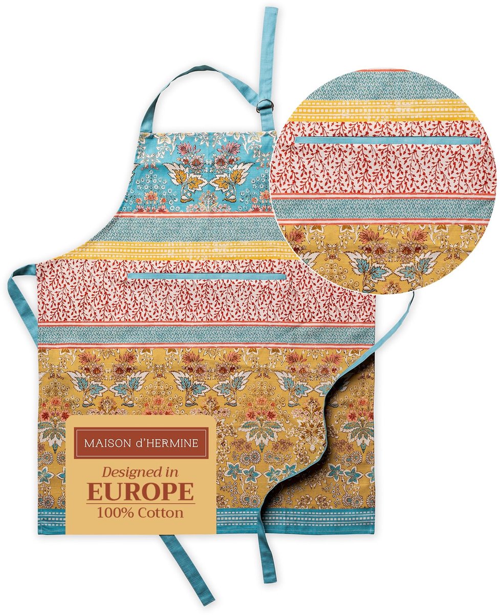 Dailygoods - Dailygoody - Keukenschort - 100% Katoen - Verstelbare Hals - Rood - Dames en Heren - Elegant Schort - Voorjaar/Zomer