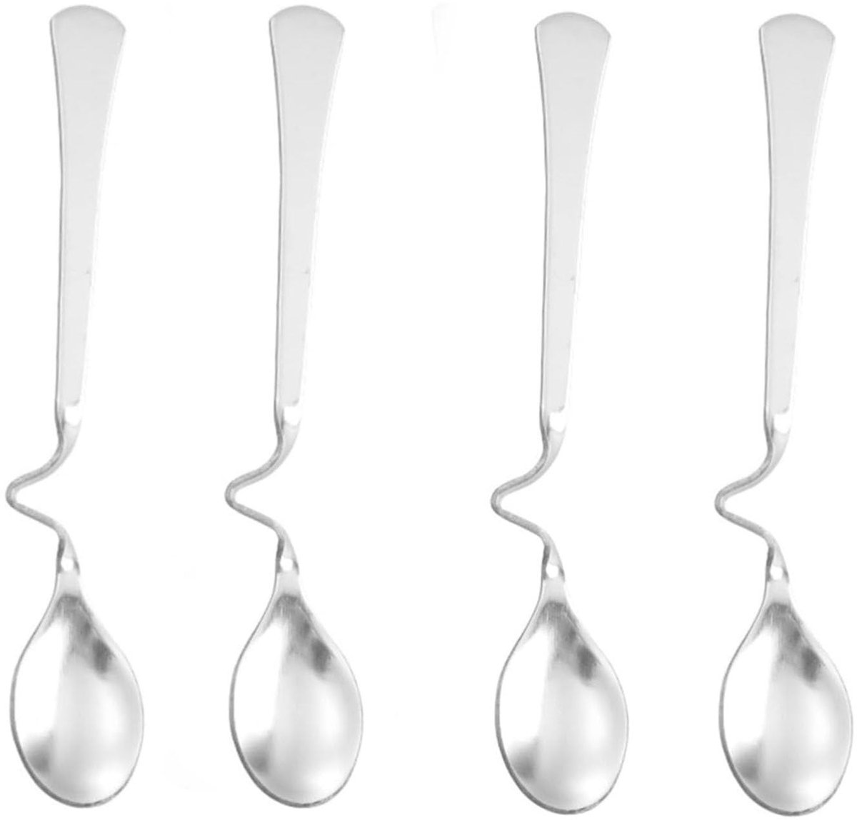 Dailygoods - Dailygoody - Roestvrijstalen lepels - Koffielepel - Hoogglans gepolijst - Gebogen handvat - Theelepel - Geschikt voor dessert en jam