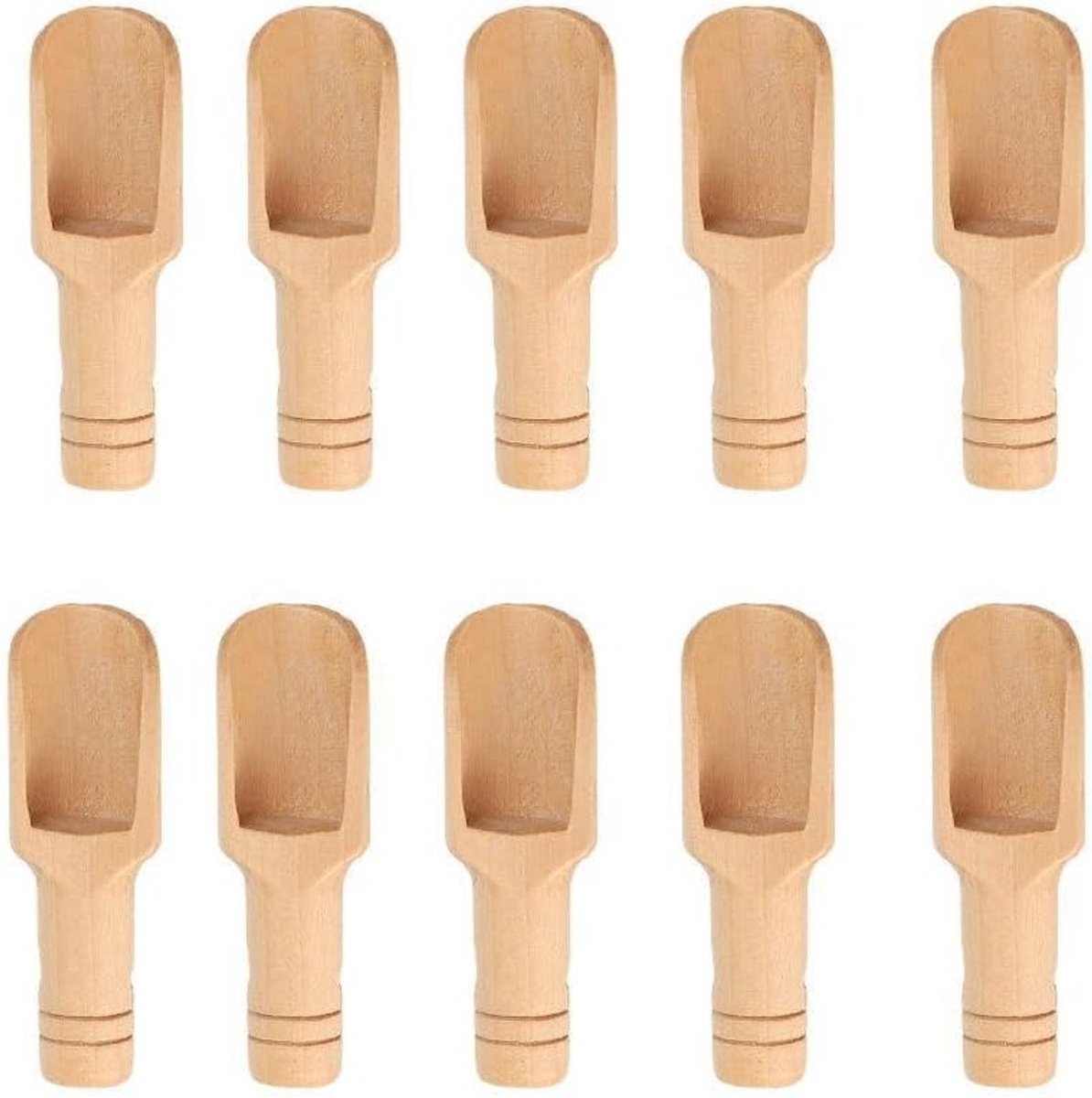 Set van 10 houten lepel met lange steel voor kruiden, koffie en koken - Beige keukenaccessoires