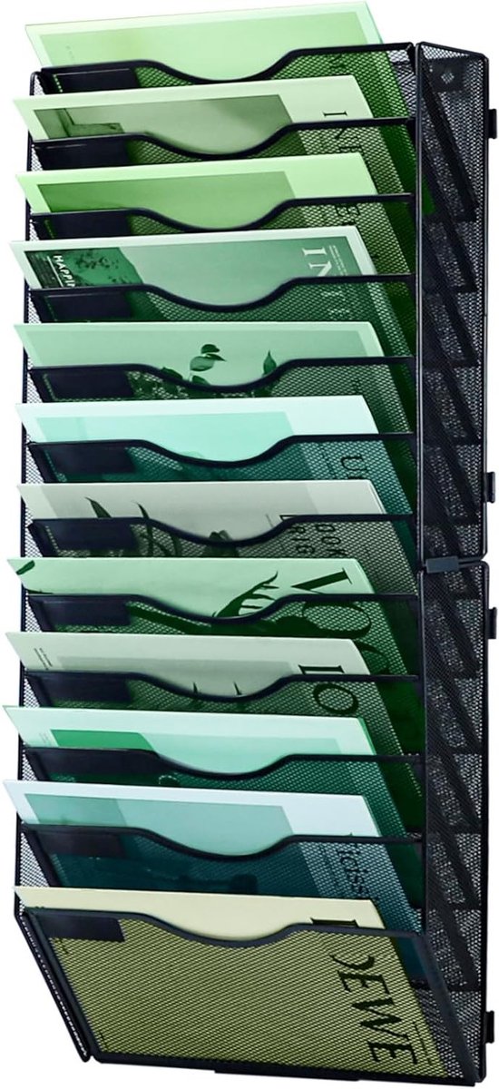 Verticale 12-laags Mesh Hangende Bestanden Organizer voor Kantoor, School en Thuis, Zwart - Efficiëntie, Ruimtebesparend, Documentenbeheer