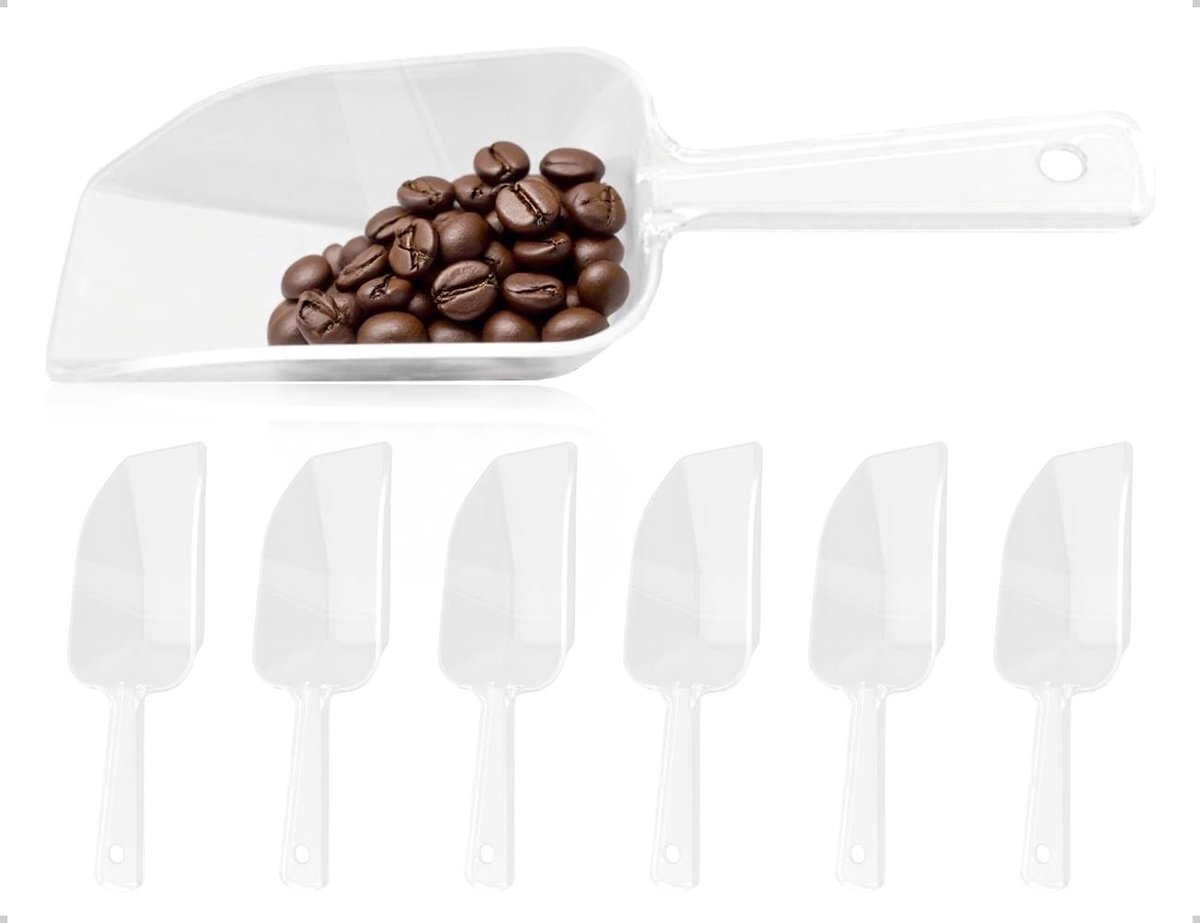 Dailygoods - Set van 6 Transparante Kunststof Meelscheppen voor Keuken en Feesten