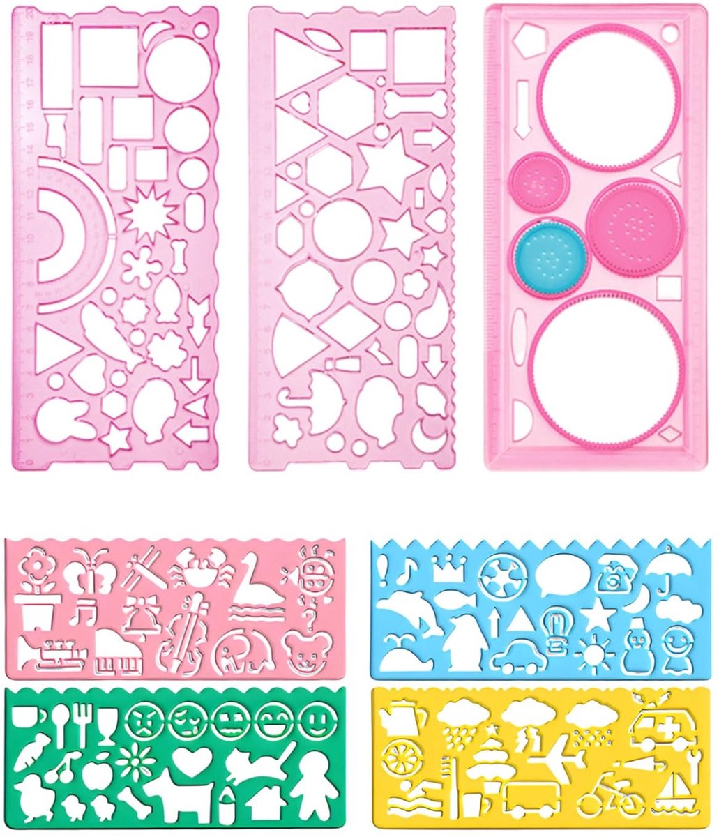 Dailygoods - Set van 7 Dierensjablonen voor Kinderen