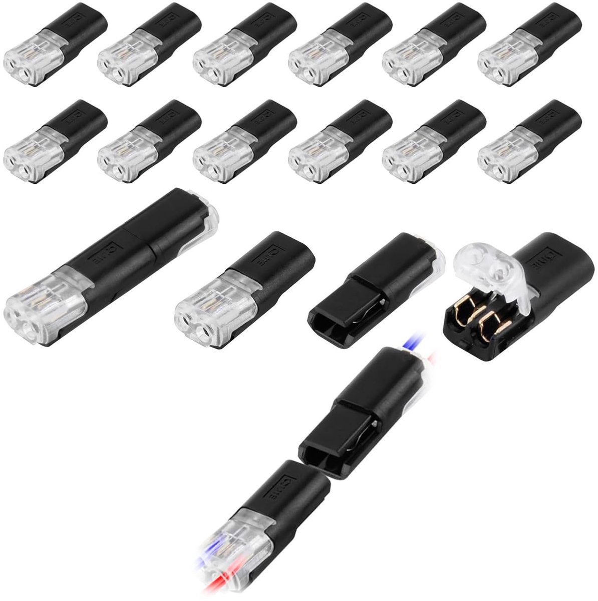 Dailygoody - Pack van 12 Waterdichte 2-Pin Auto Kabelconnectoren - Snelle Verbinding en Veiligheid